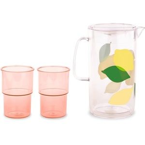 New 🆕 Kate Spade plastic pitcher and 2 glasses Never Used